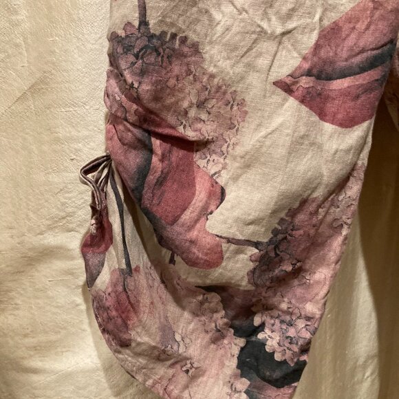 FLAX 100% Linen Floral Pants, Medium - Picture 4 of 8